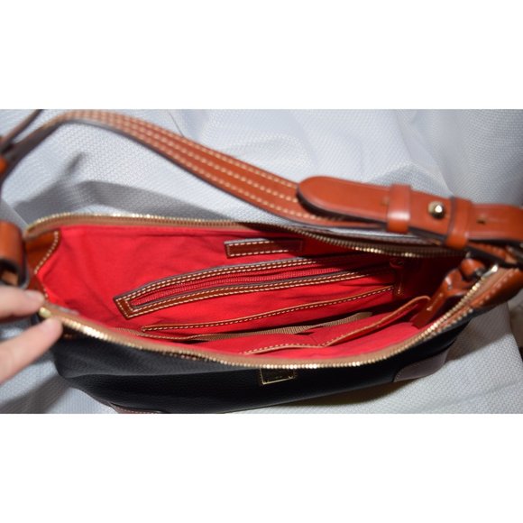 Dooney & Burke Black/ Brown Leather Hobo Bag - Picture 4 of 5